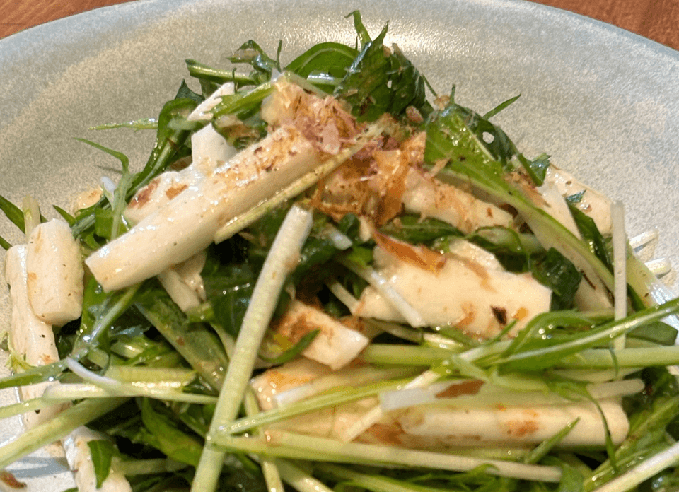 長芋と水菜のドレッシング和え